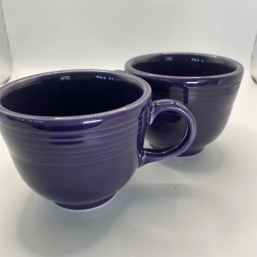 Fiesta‎ Dinner Ware 2 Plum Purple Tea Coffee Cups Retired Color C Handle
